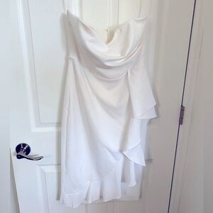 Strapless White Ruffle Dress